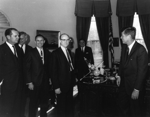 Space History Photo: Kennedy Receives Mariner 2 Model
